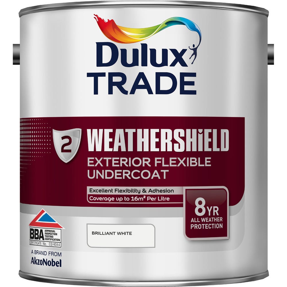 Dulux Trade Weathershield Ext Flexible Undercoat Brilliant White 2.5L