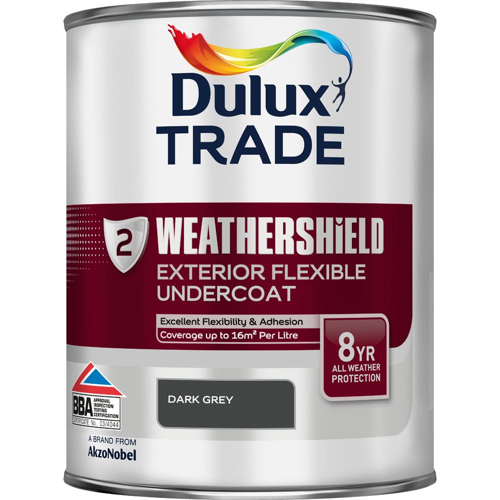 Dulux Trade Weathershield Ext Flexible Undercoat Dark Grey 1L