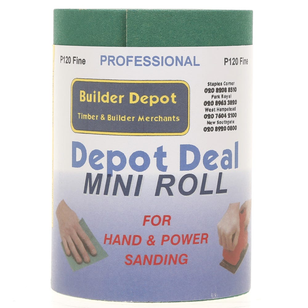 Builder Depot Professional Green Ally Oxide Sandpaper P120 10m Roll