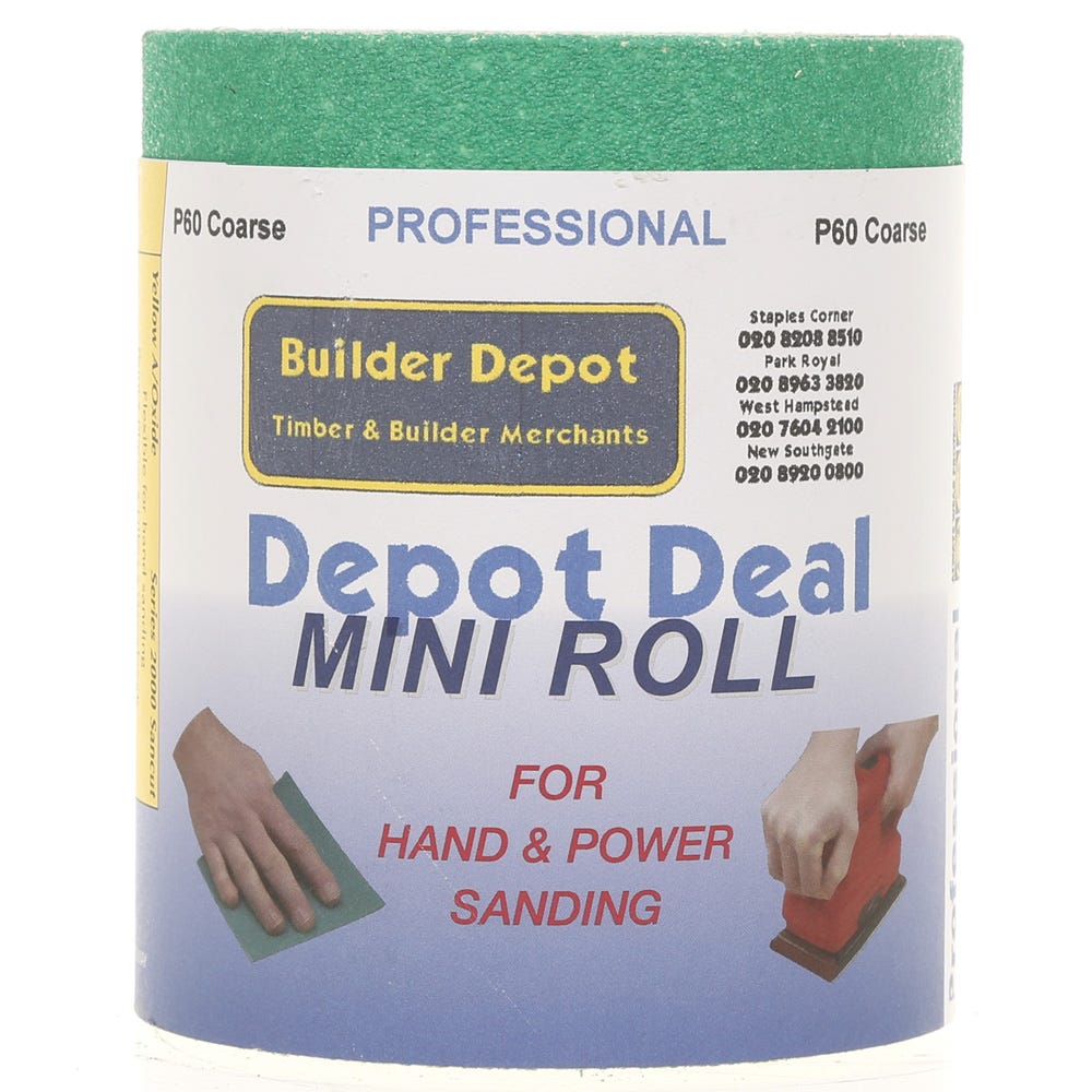 Builder Depot Professional Green Ally Oxide Sandpaper P60 10m Roll