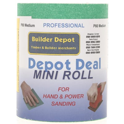 Builder Depot Professional Green Ally Oxide Sandpaper P80 10m Roll