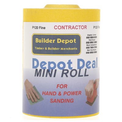 Builder Depot Contractor Yellow Ally Oxide Sandpaper P120 10m Roll