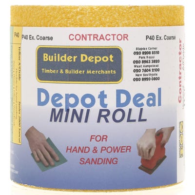 Builder Depot Contractor Yellow Ally Oxide Sandpaper P40 10m Roll