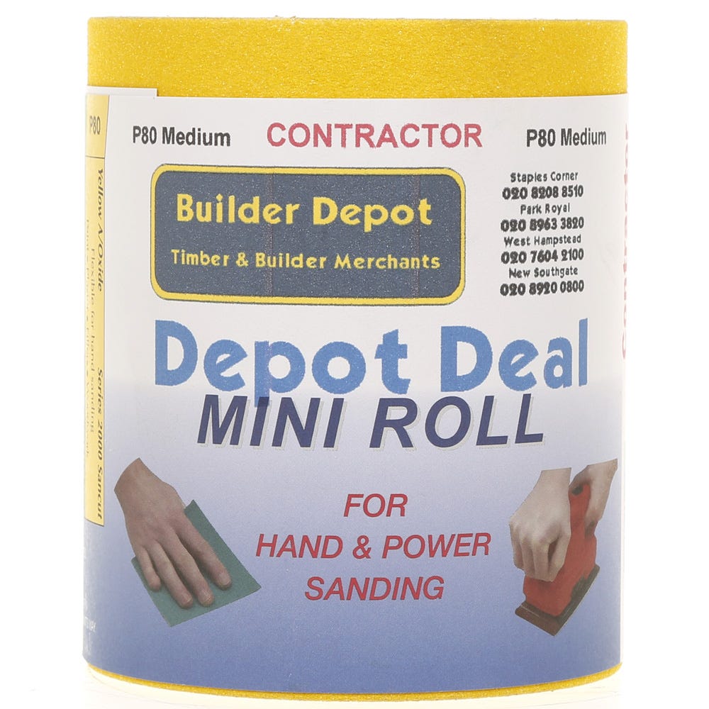 Builder Depot Contractor Yellow Ally Oxide Sandpaper P80 10m Roll