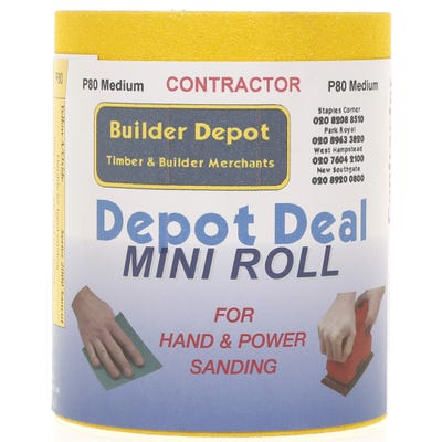 Builder Depot Contractor Yellow Ally Oxide Sandpaper P80 10m Roll