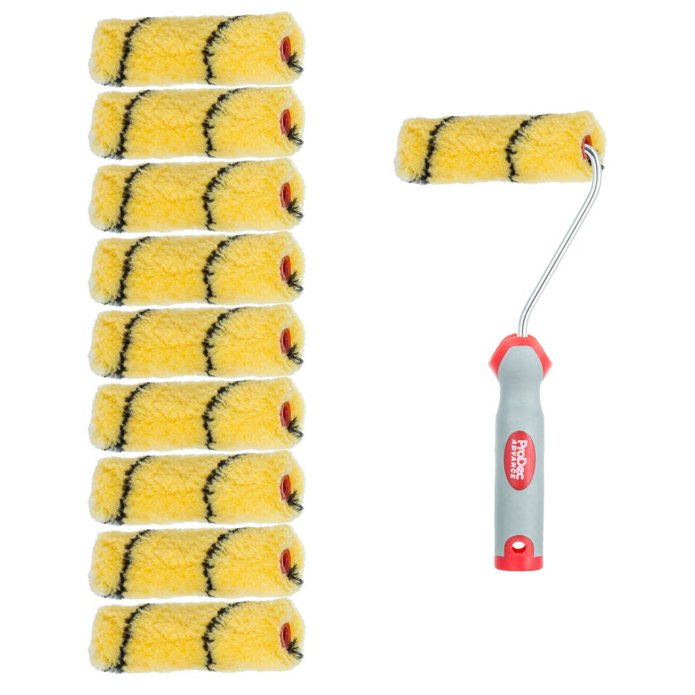 ProDec 4'' Mini Tiger Medium Rollers & Frame Pack of 10