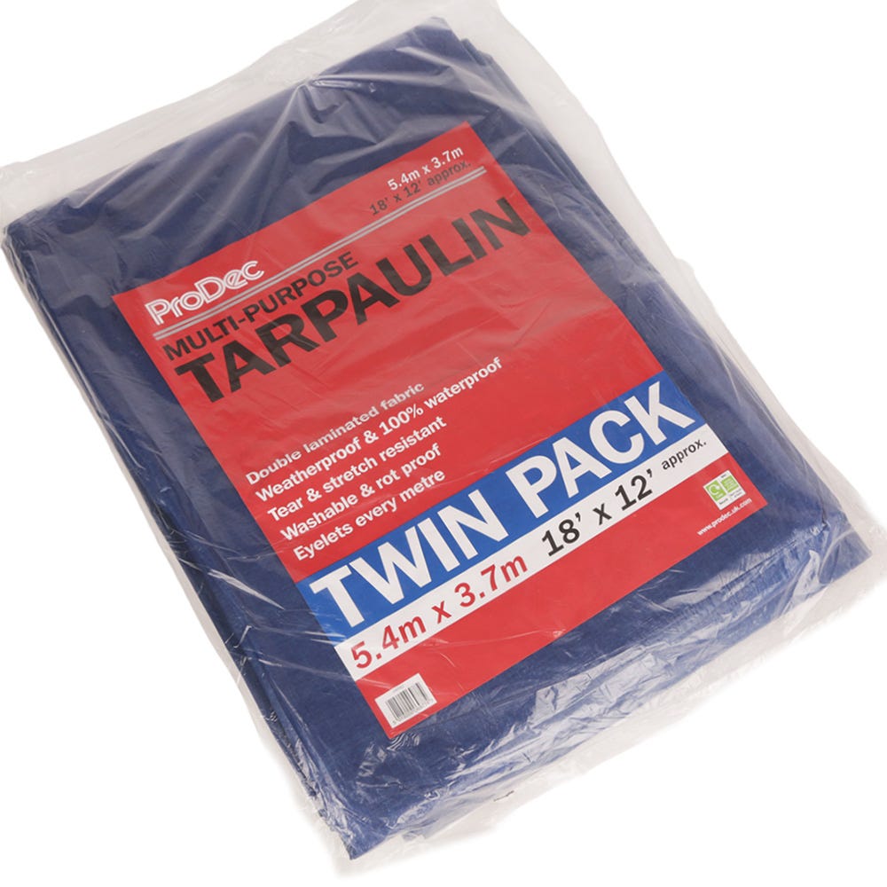 ProDec Blue Tarpaulin 18ft x 12ft Pack of 2