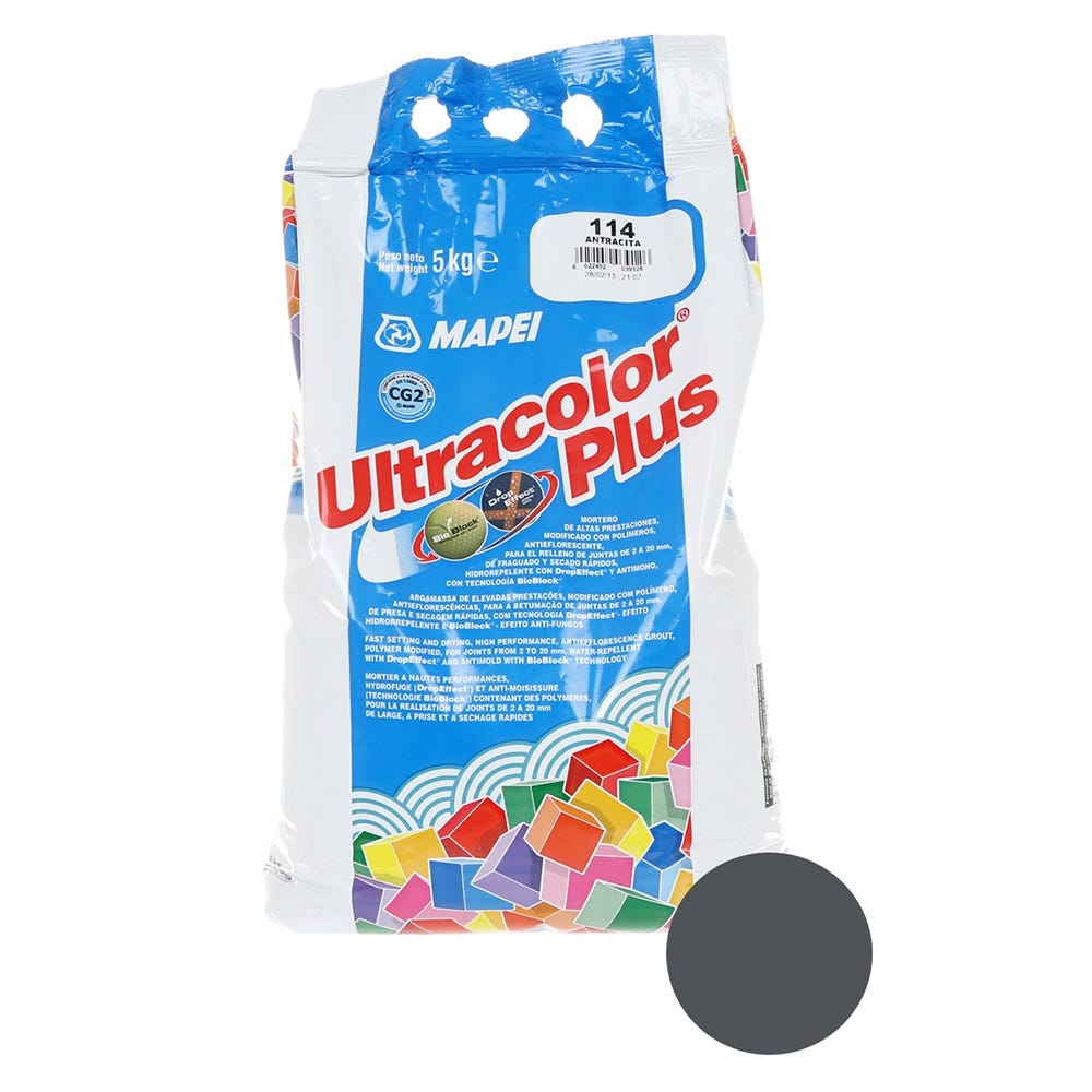 Mapei Ultracolor Plus Anthracite (114) Fast Set Tile Grout 5kg
