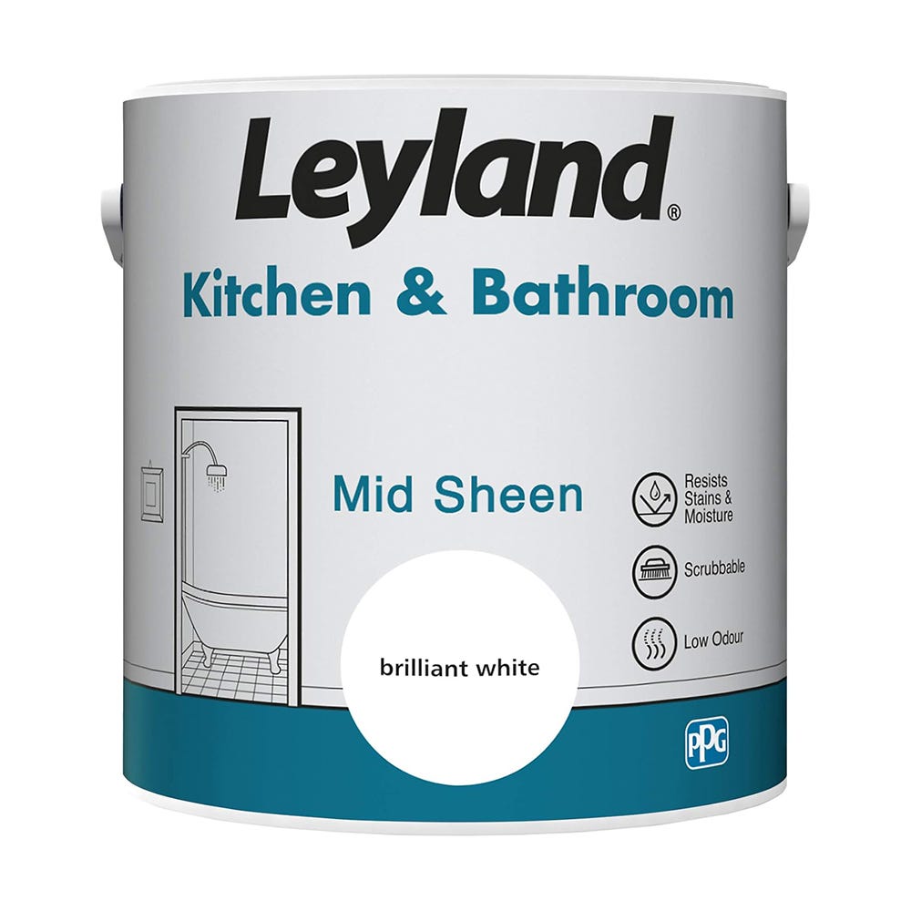 Leyland Kitchen & Bathroom Paint Brilliant White 2.5L