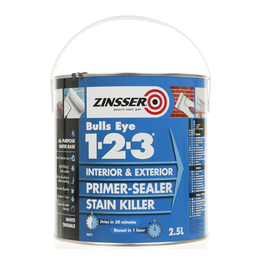 Zinsser Bullseye 1-2-3 Interior Primer Sealer White 2.5L