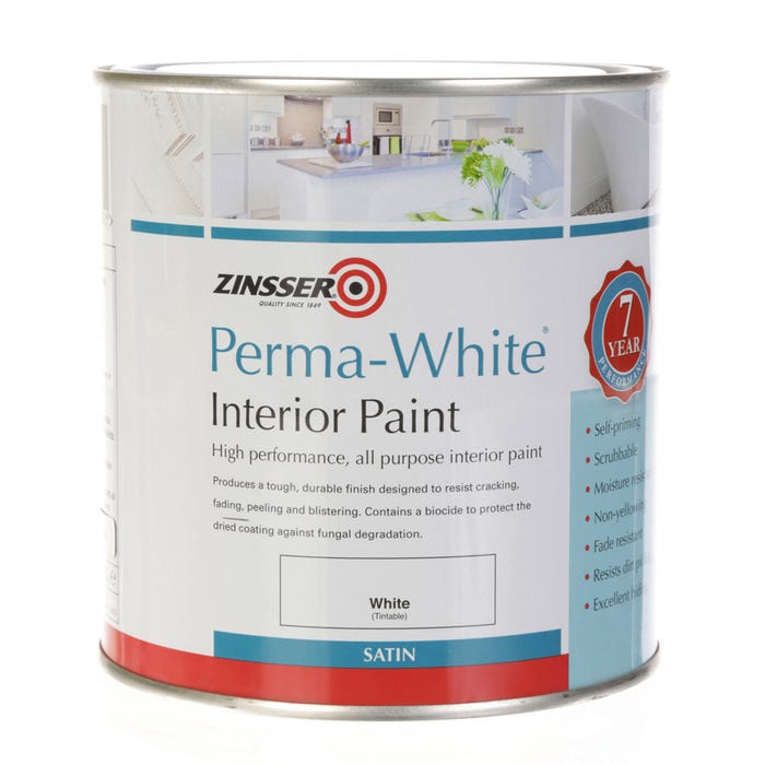 Zinsser PermaWhite Interior Mould and Mildew Proof Paint Satin White 1L Zinsser PermaWhite Interior Mould and Mildew Proof Paint Satin White 1L