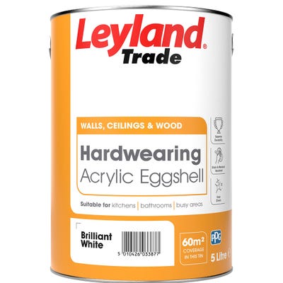 Leyland Trade Acrylic Eggshell Brilliant White 5L