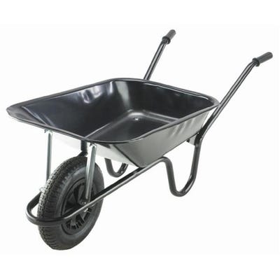 Walsall 85L Black Contractor Wheelbarrow with Pneumatic Tyre