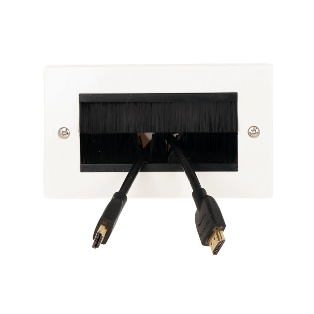 Double Width Cable Entry / Exit Faceplate White