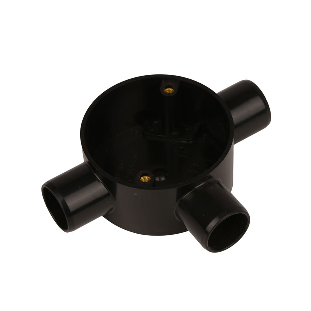 3 Way Tee Conduit Box Black 25mm