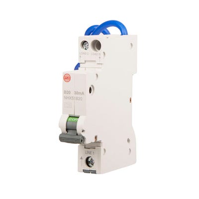 Wylex RCBO Single Pole Single 20A 30mA Module B NHXS1B20