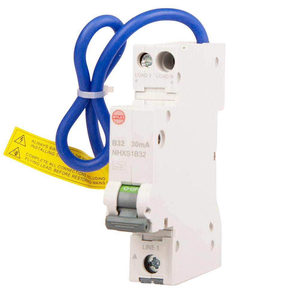 Wylex RCBO Single Pole Single 32A 30mA Module B NHXS1B32