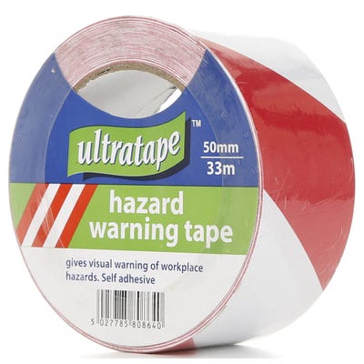 Ultratape PVC Hazard Warning Tape Red & White 50mm x 33m