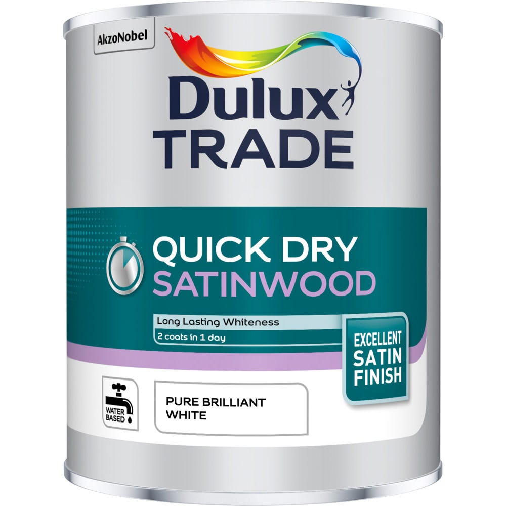 Dulux Trade Quick Dry Satinwood Pure Brilliant White 1L
