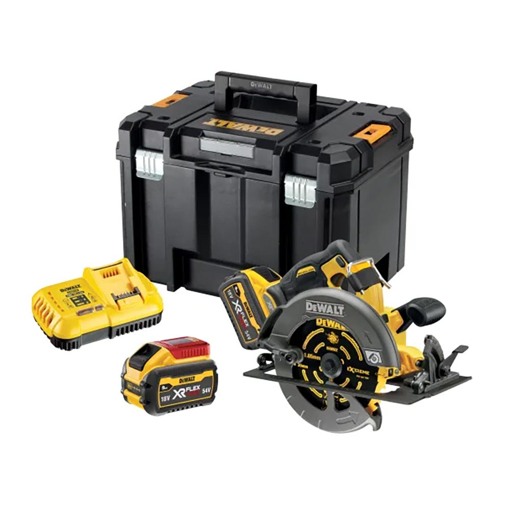 DeWalt DCS578X2 54V XR FLEXVOLT Brushless 190mm Circular Saw Kit & 2 x 9Ah Batteries