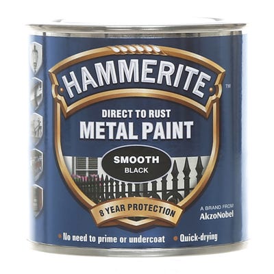 Hammerite Direct To Rust Metal Paint Smooth Black 250ml