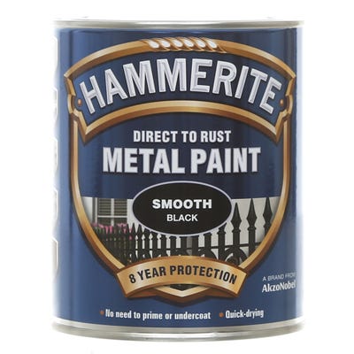 Hammerite Direct To Rust Metal Paint Smooth Black 750ml