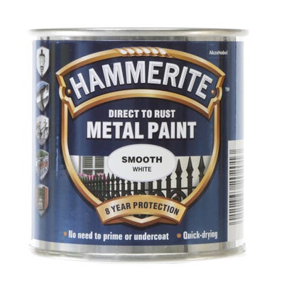 Hammerite Direct To Rust Metal Paint Smooth White 250ml