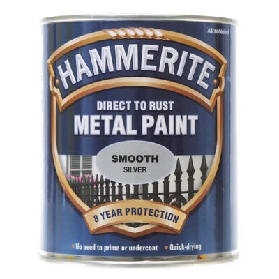 Hammerite Direct To Rust Metal Paint Smooth Silver 750ml