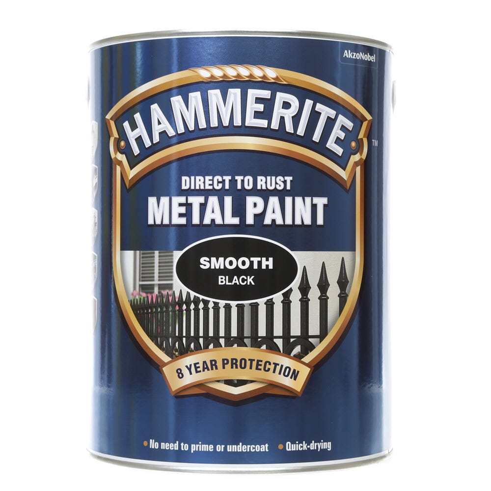 Hammerite Direct To Rust Metal Paint Smooth Black 5L