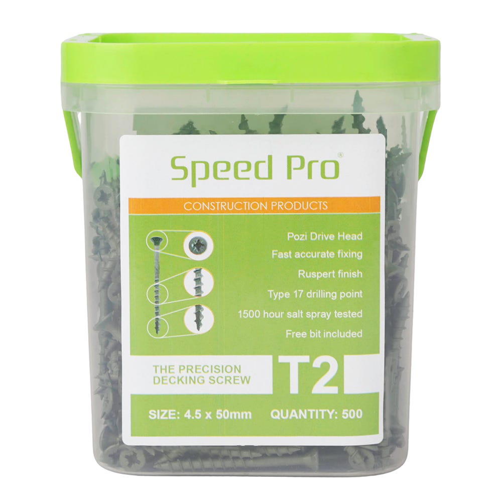 Speed Pro T2 4.5 x 50mm Precision Decking Screws Tub of 500