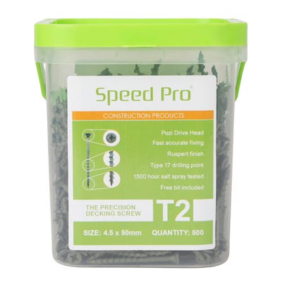 Speed Pro T2 4.5 x 50mm Precision Decking Screws Tub of 500