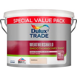 Dulux  Trade Weathershield  Smooth Masonry Paint Magnolia 7 5L  Dulux  Trade Weathershield  Smooth Masonry Paint Magnolia 7 5L