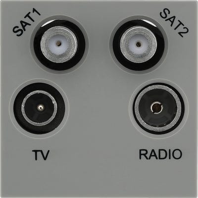 BG Euro Module TV, Radio, Dual Satellite Outlet Grey EMTVFMSAT2G