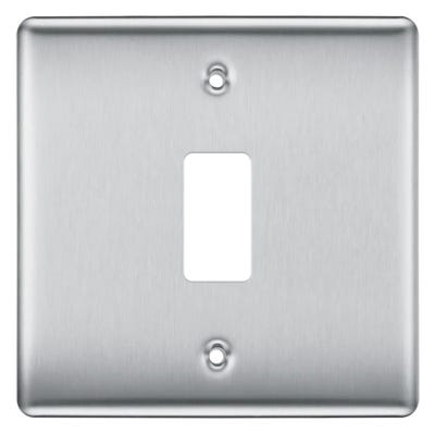 BG Nexus Grid 1 Gang Modular Front Plate Brushed Steel RNBS1