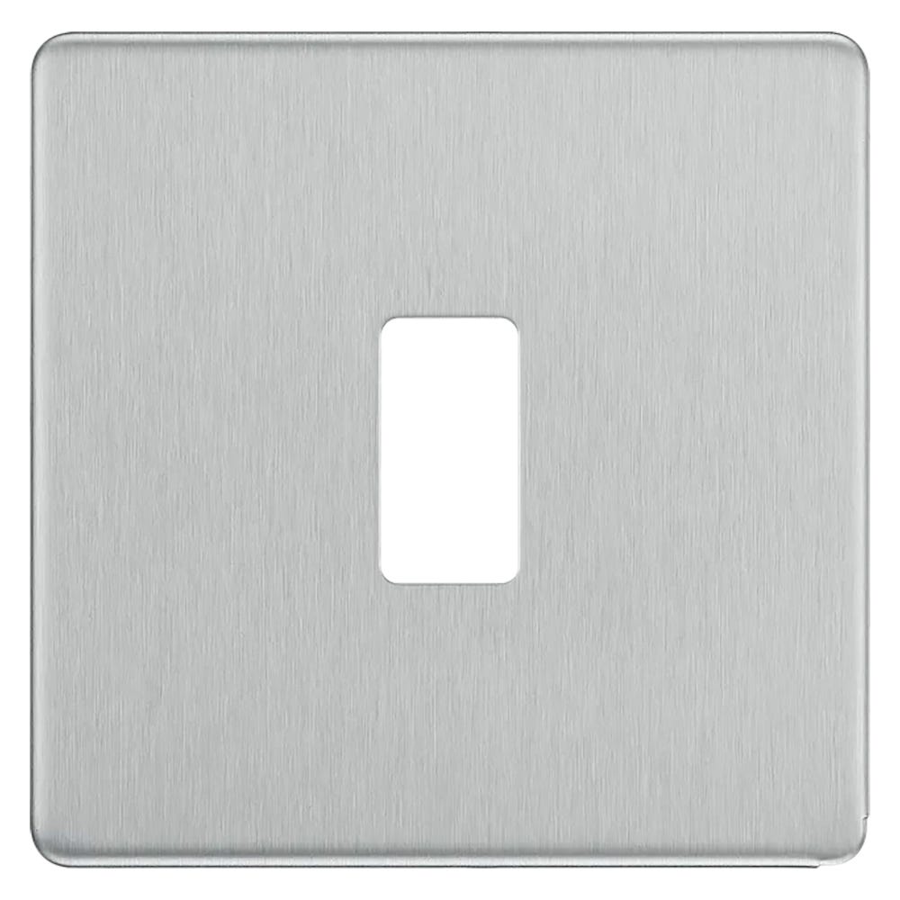 BG Grid Screwless 1 Gang Modular Front Plate Brushed Steel RFBS1
