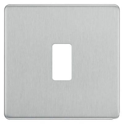 BG Grid Screwless 1 Gang Modular Front Plate Brushed Steel RFBS1