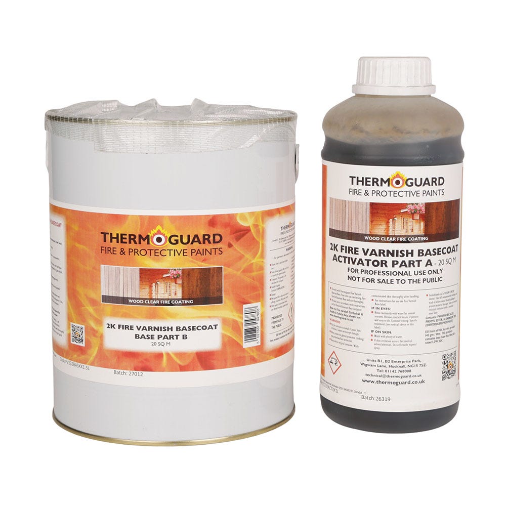 Thermoguard 20m2 Fire Varnish Wood Base Coat & 1.25L Activator