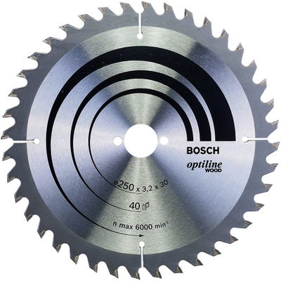 Bosch Circular Saw Blade Optiline Wood 250 x 3.2 x 30mm 40T