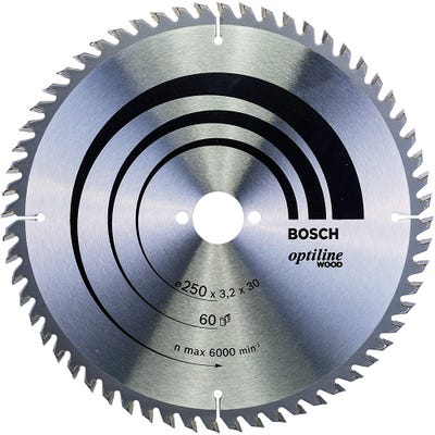 Bosch Circular Saw Blade Optiline Wood 250 x 3.2 x 30mm 60T