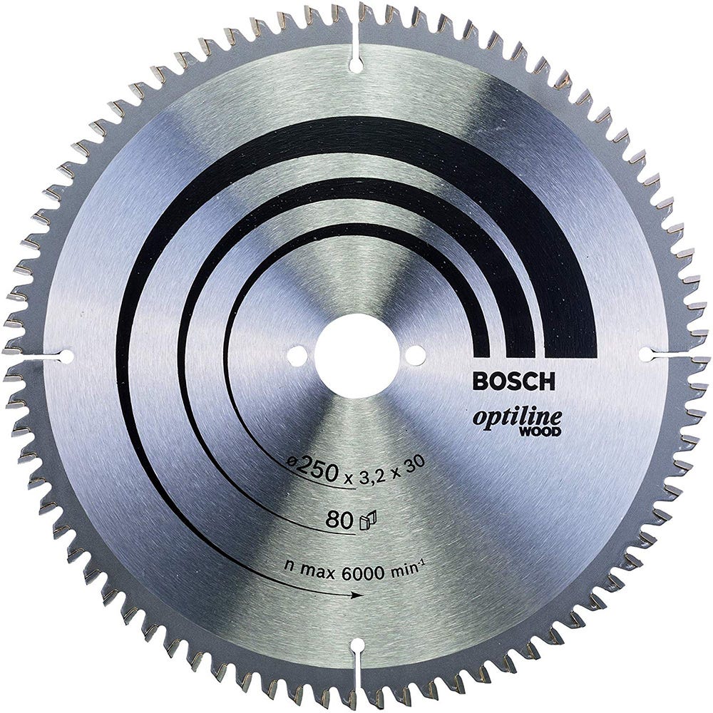 Bosch Circular Saw Blade Optiline Wood 250 x 3.2 x 30mm 80T