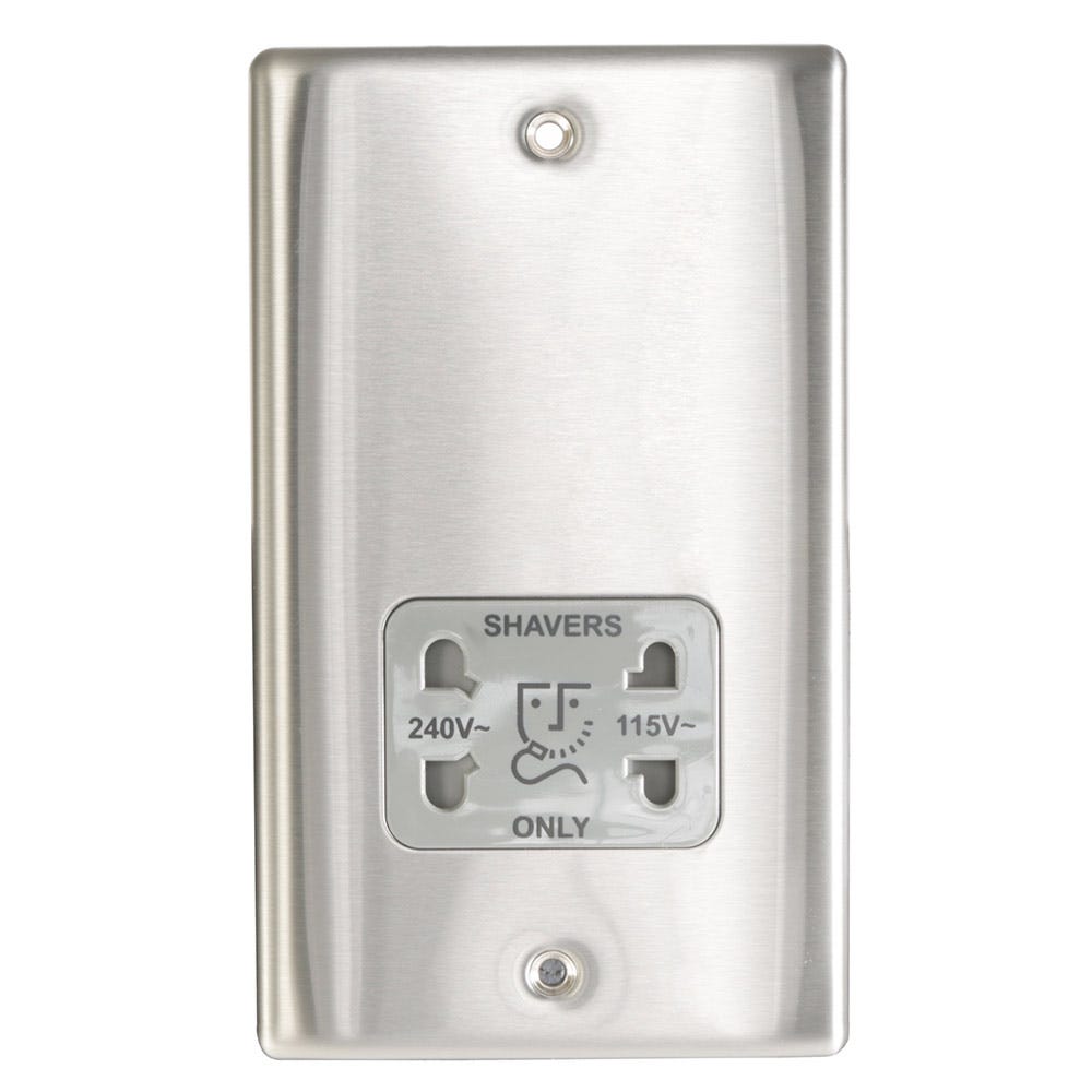 BG 115/230V Dual Voltage Shaver Socket Brushed Steel NBS20G