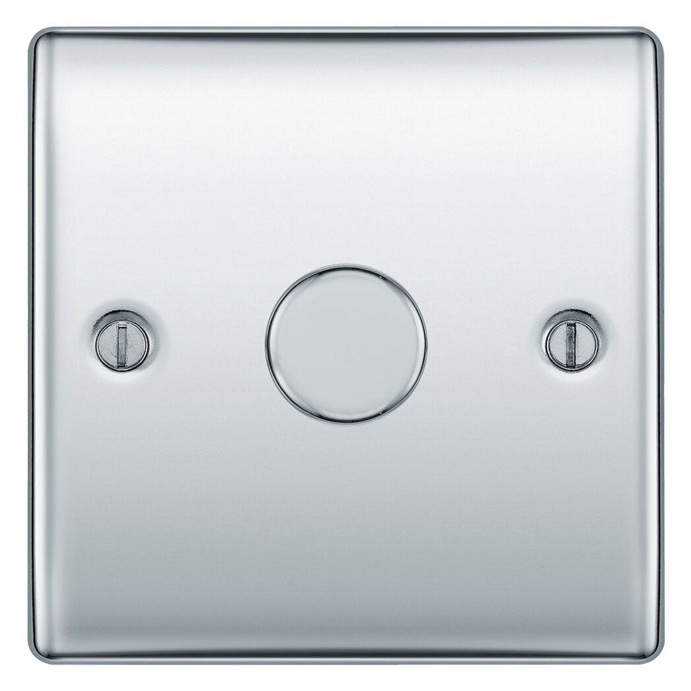 BG 200W 1 Gang 2 Way Push Dimmer Switch Polished Chrome NPC81