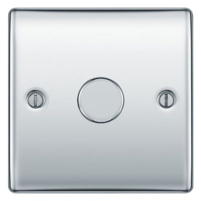 BG 200W 1 Gang 2 Way Push Dimmer Switch Polished Chrome NPC81