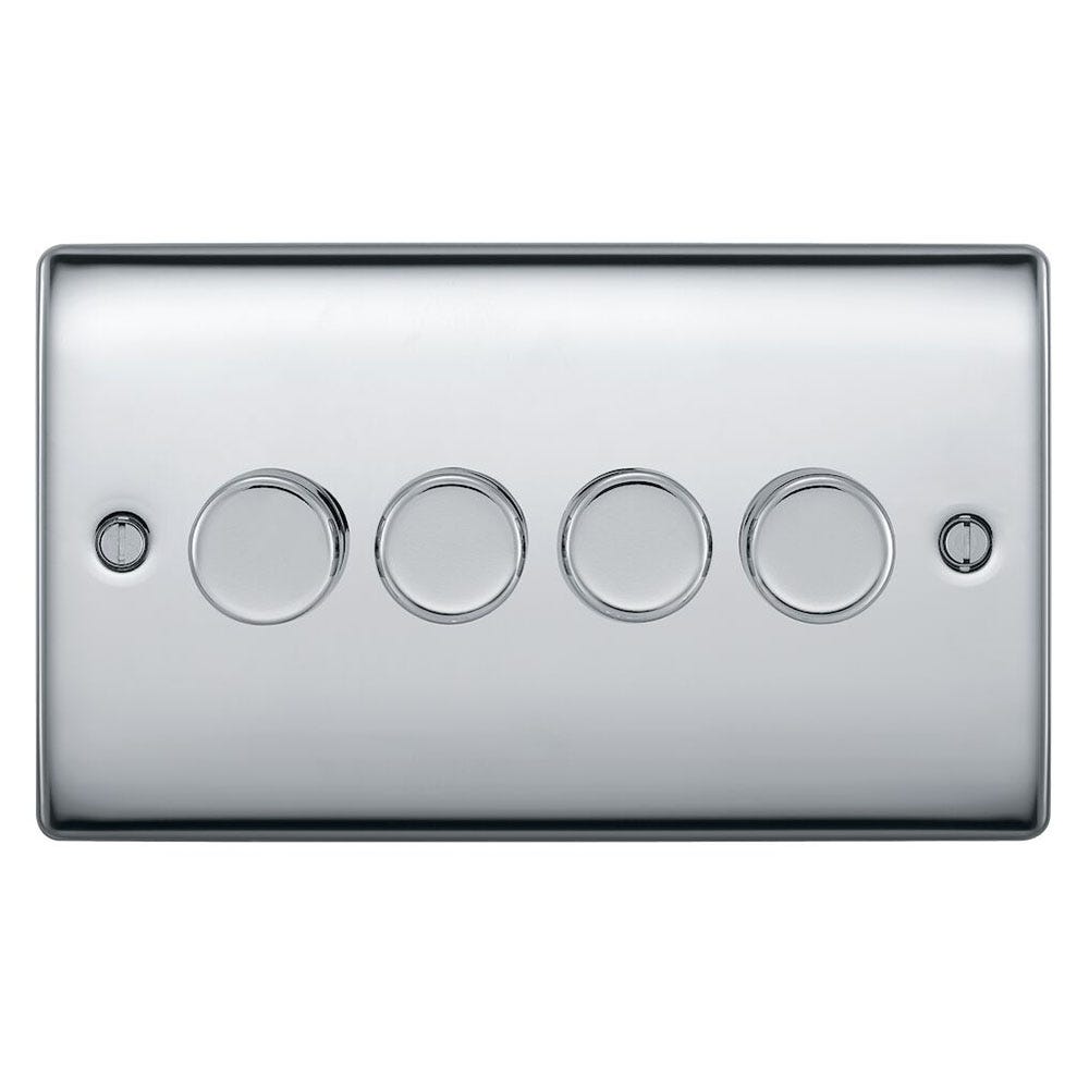 BG 200W 4 Gang 2 Way Push Dimmer Switch Polished Chrome NPC84