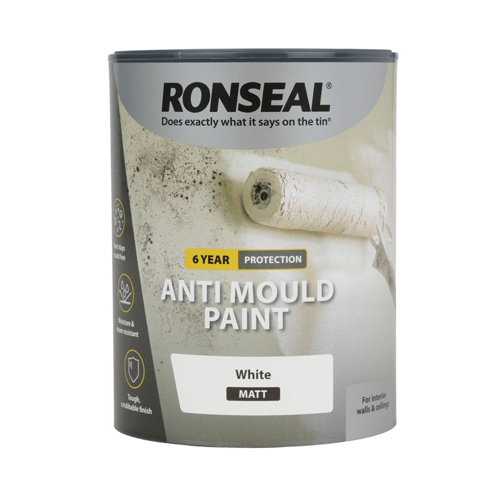 Ronseal 6 Year Anti-Mould Paint Matt White 750ml