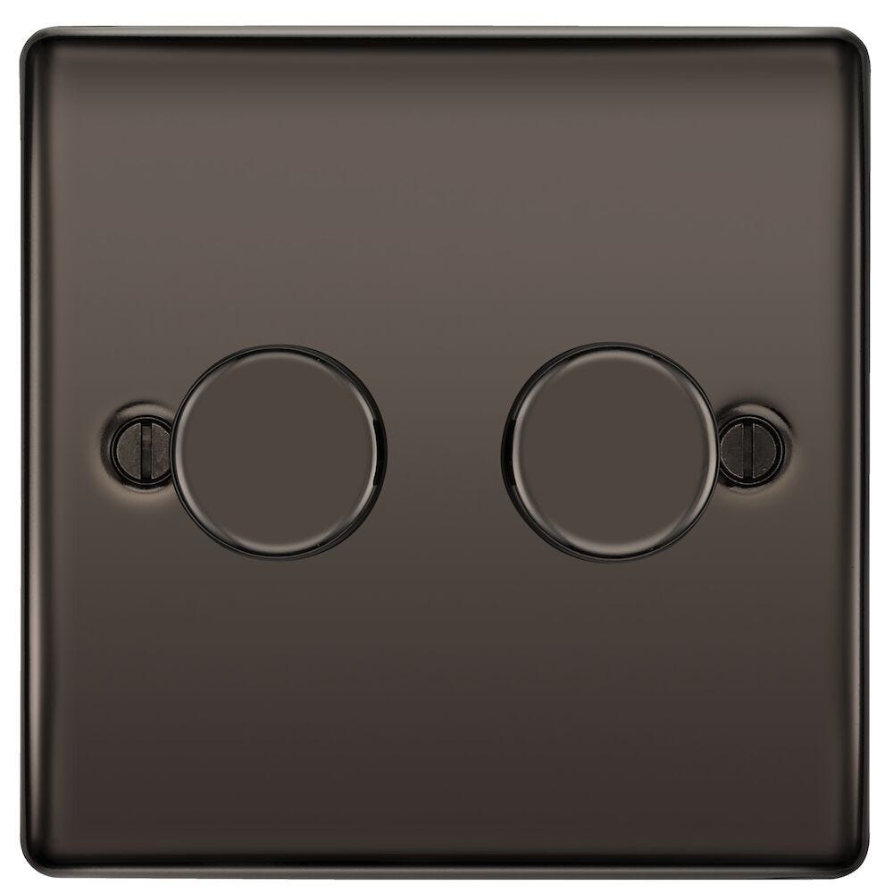 BG 200W 2 Gang 2 Way Push Dimmer Switch Black Nickel NBN82