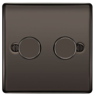 BG 200W 2 Gang 2 Way Push Dimmer Switch Black Nickel NBN82