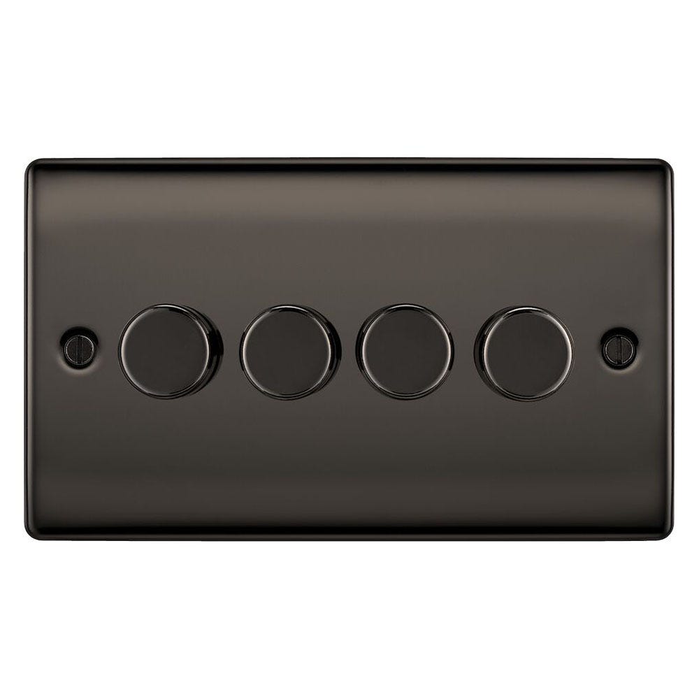 BG 200W 4 Gang 2 Way Push Dimmer Switch Black Nickel NBN84