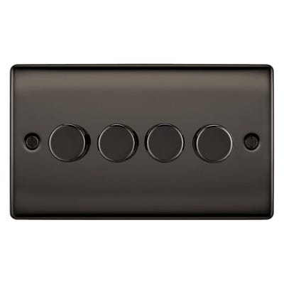 BG 200W 4 Gang 2 Way Push Dimmer Switch Black Nickel NBN84