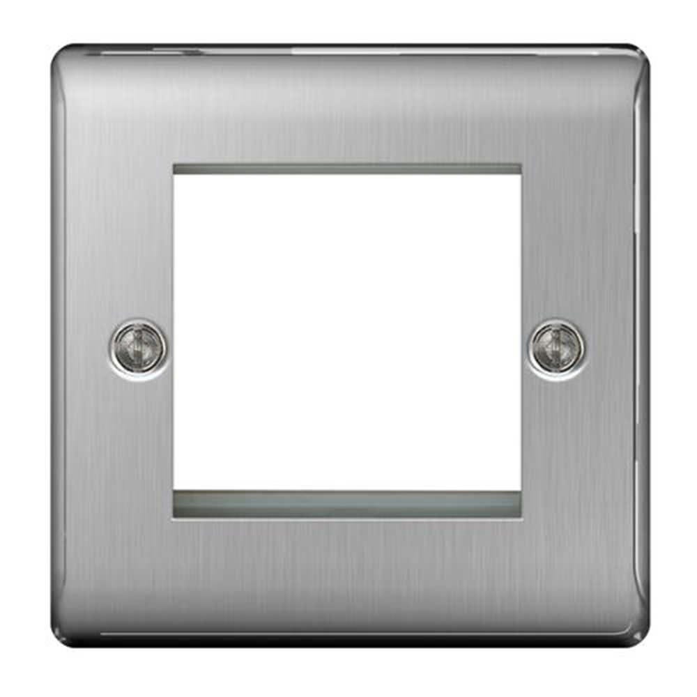 BG Twin Module Euro Plate Brushed Steel NBSEMS2-01